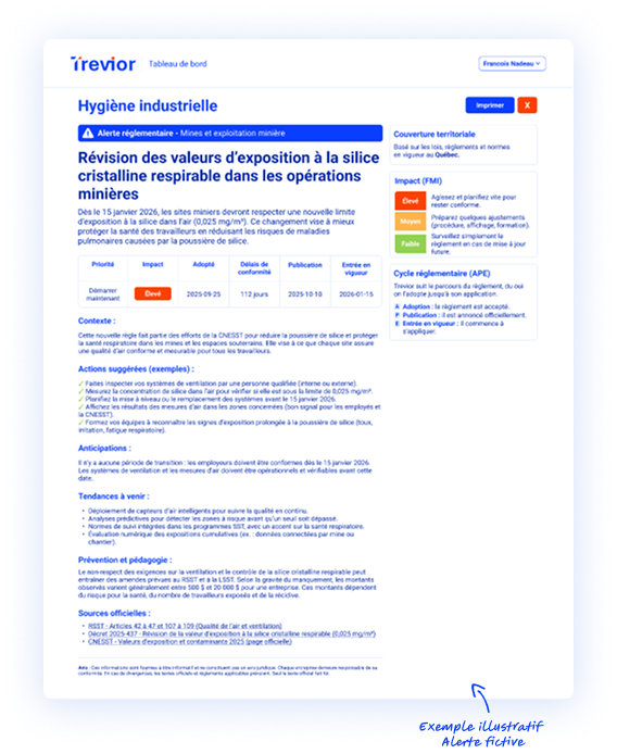 Alertes réglementaires personnalisées au Québec et Canada